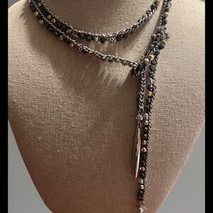 Stella & Dot Retired Zoe Lariat Silver Necklace - Gorgeous! Versatile! Vtg class
